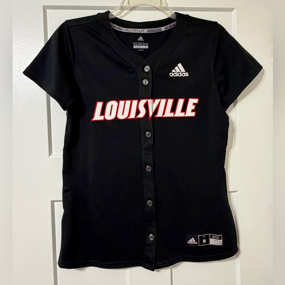 941: adidas Black Louisville Fast Pitch Button-Front Jersey - Medium